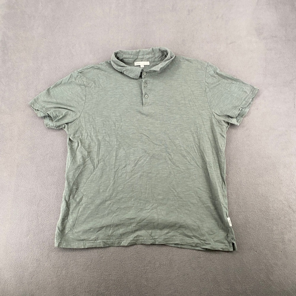 Onia Mens Short Sleeve Cotton Slub Jersey Polo Shirt Sage Green Size L